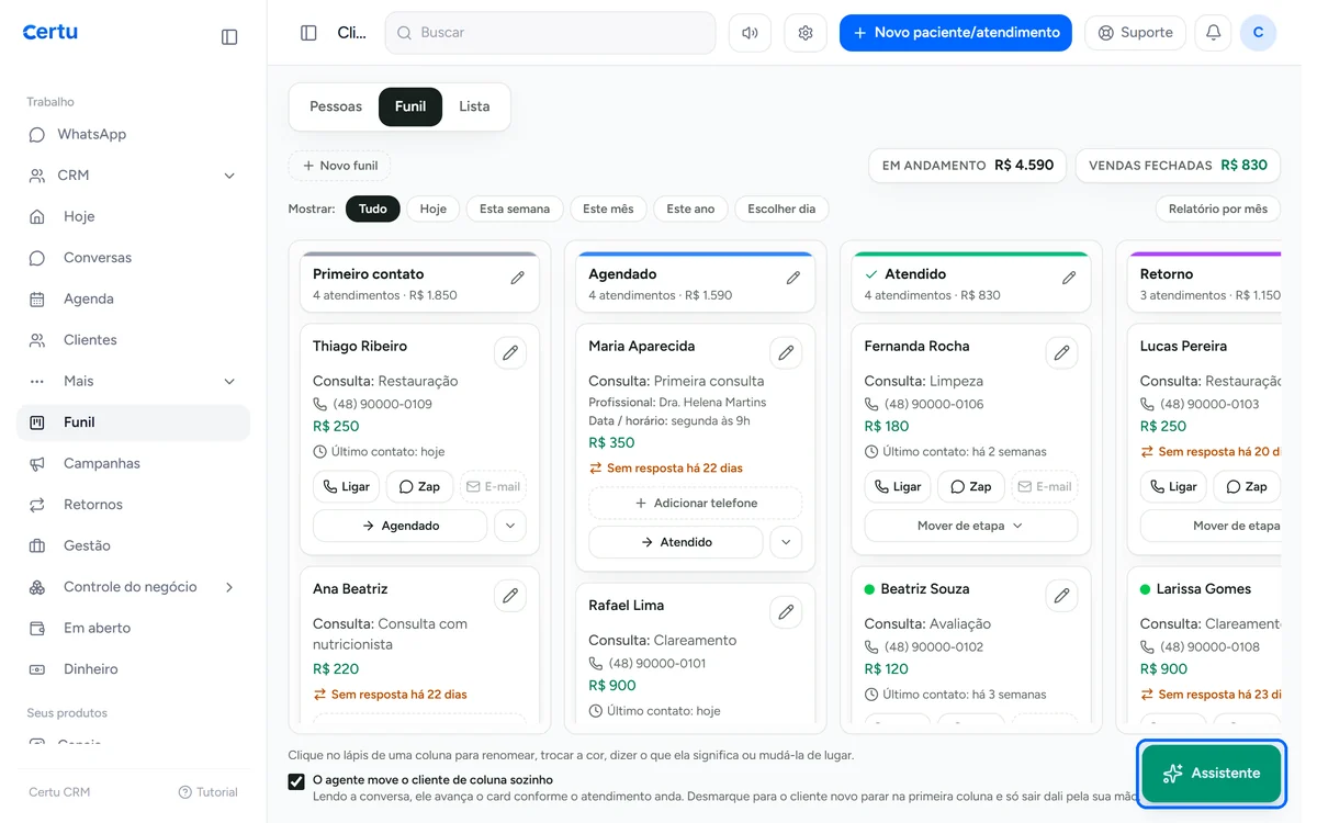 Botão do assistente do CRM