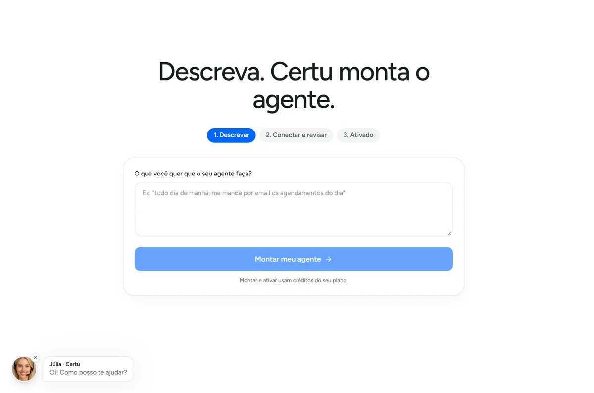 Agente de Automação recebendo a descrição em uma frase