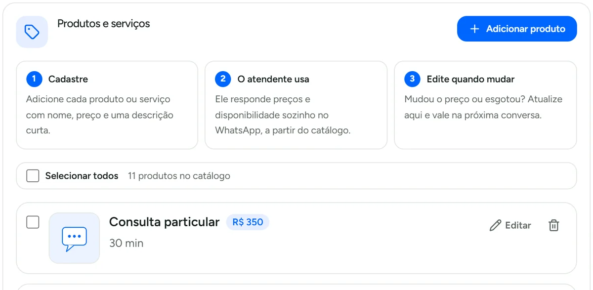 Catálogo de produtos e serviços com preço no Cérebro
