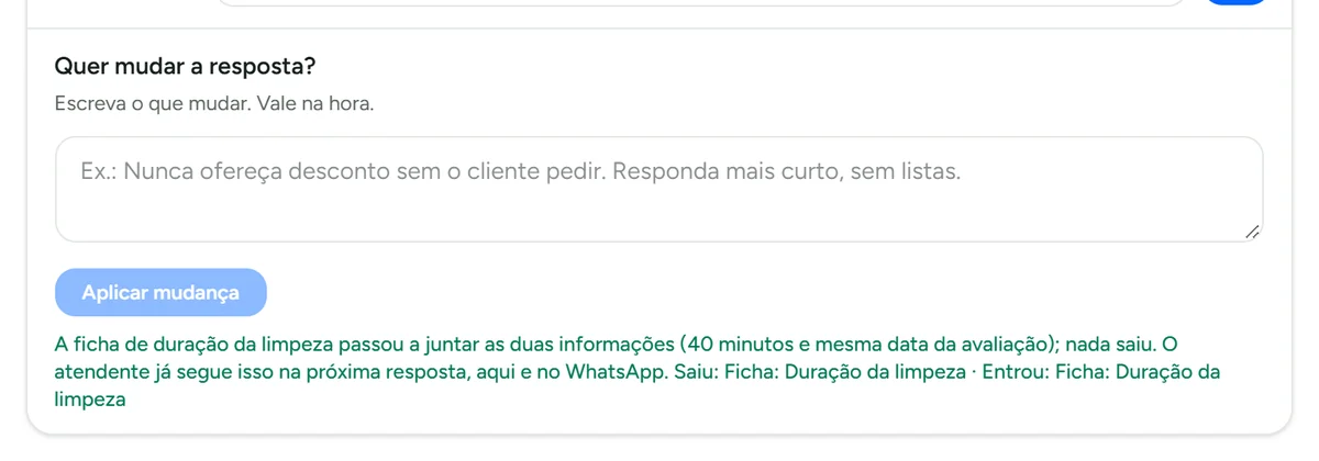 Instrução gerada a partir da correção, aguardando confirmação