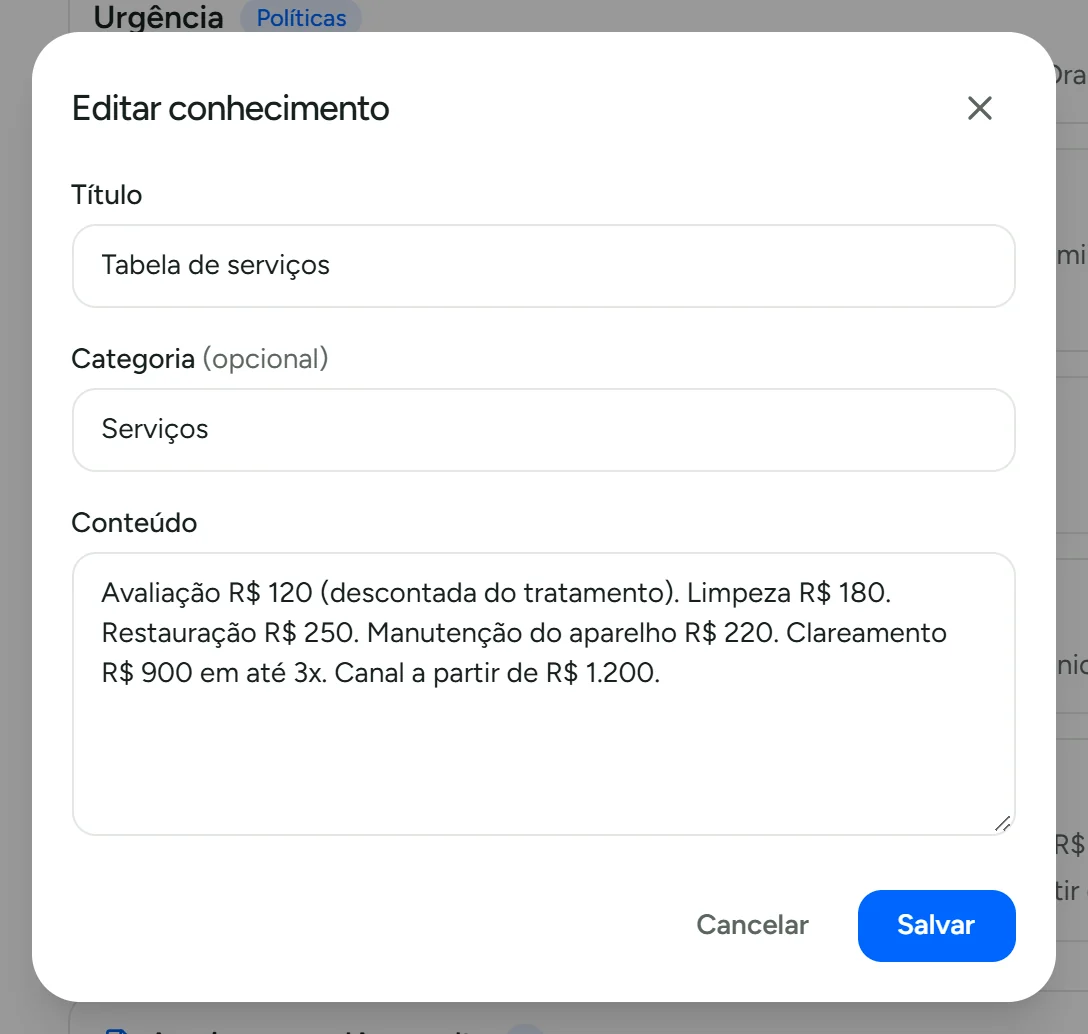 Formulário de ficha com título, conteúdo e categoria