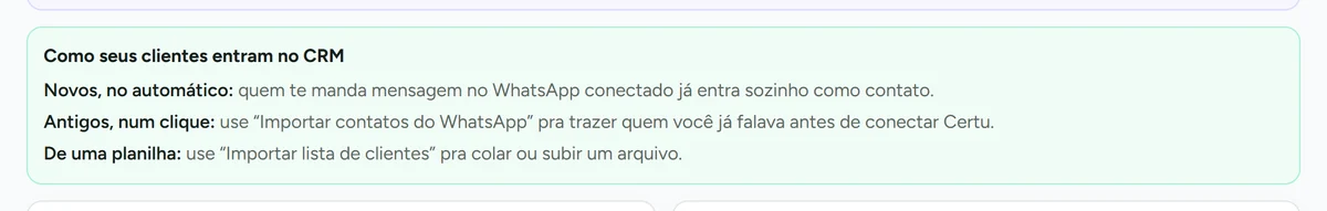 Explicação de como os clientes entram no CRM