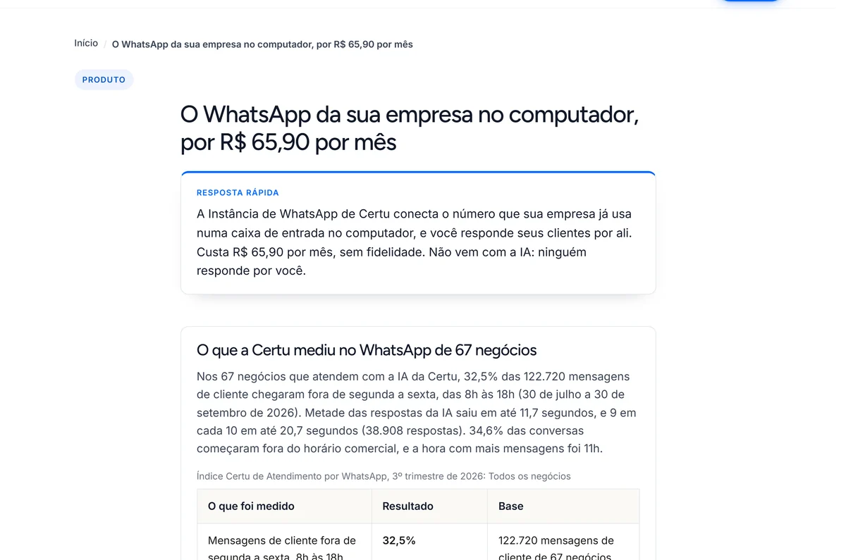 Página da Instância de WhatsApp sem IA