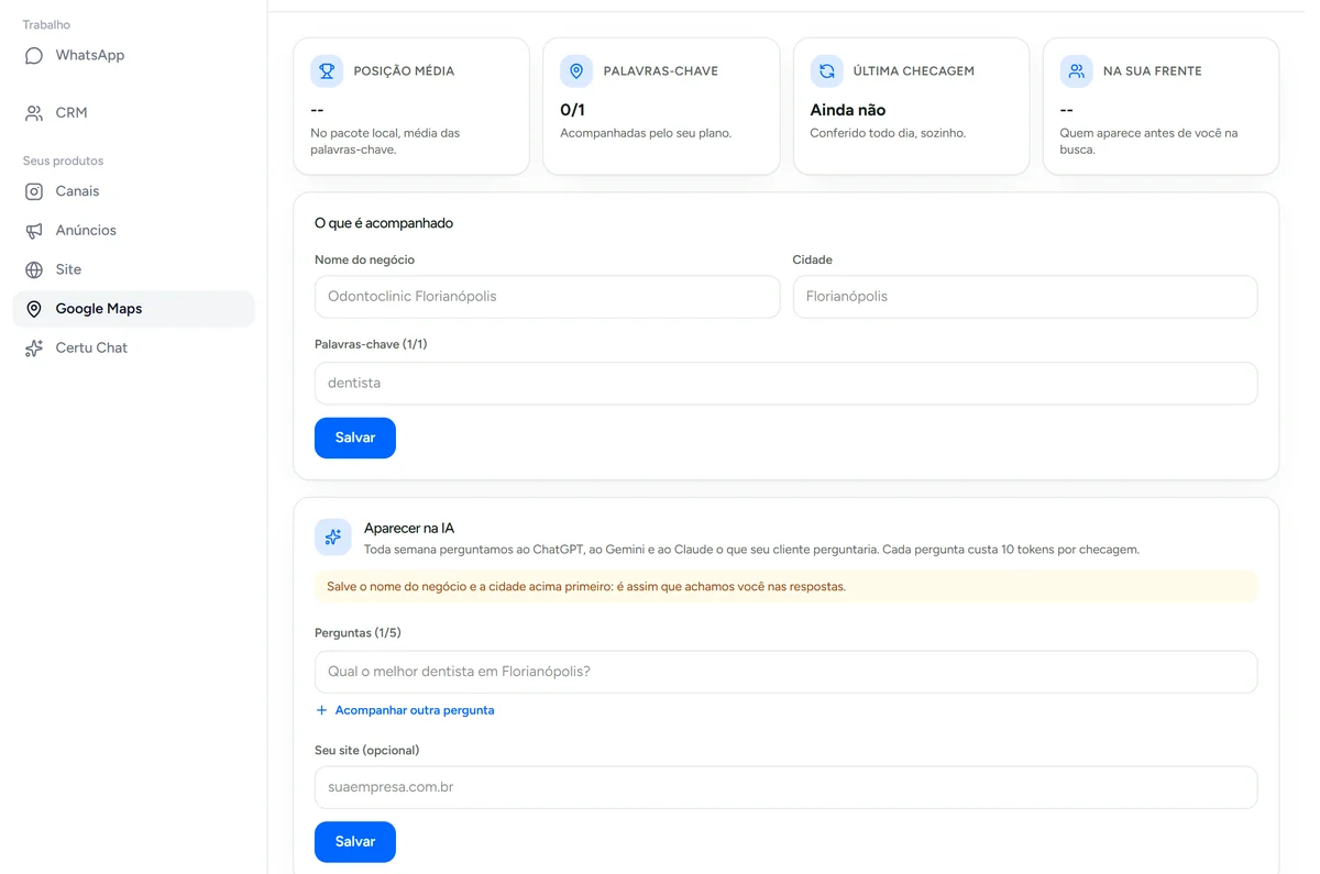 Configuração da busca acompanhada no Google Maps