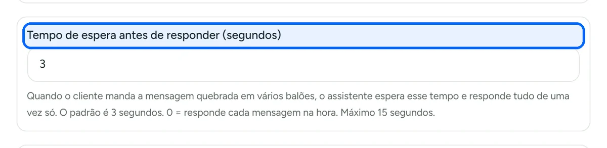 Tempo de espera antes de responder