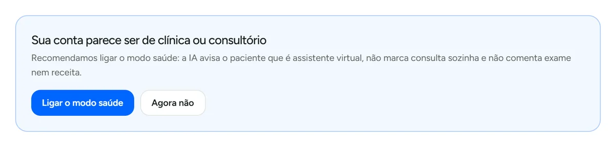 Sugestão para ligar o modo saúde
