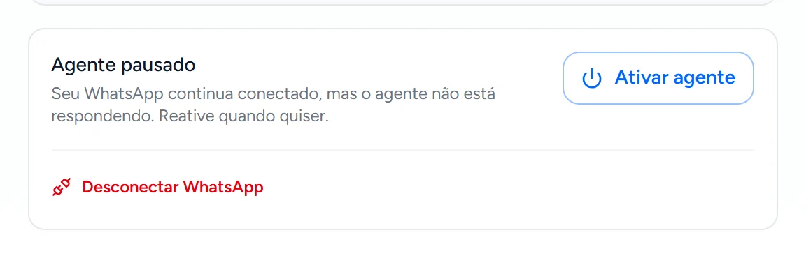 Agente pausado com o WhatsApp ainda conectado