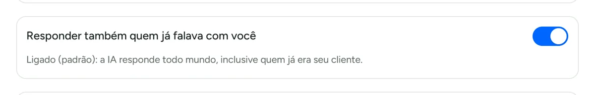 Opções de responder contatos de anúncio e contatos antigos