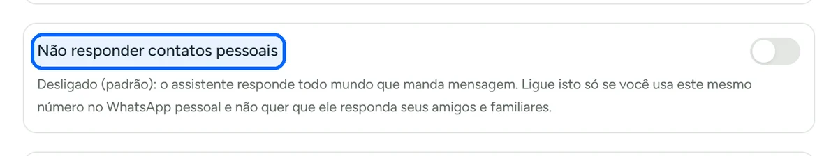 Filtro de contatos pessoais