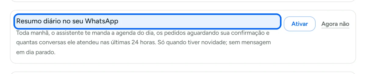 Opção de resumo diário no WhatsApp