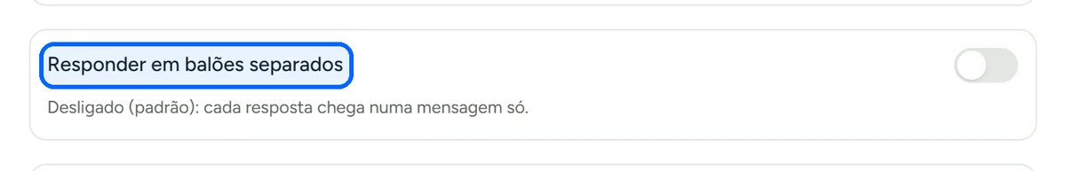 Opção de responder em balões separados