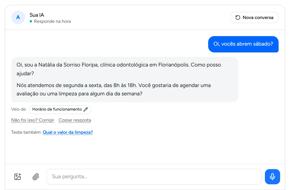 Agente de IA respondendo fora do horário