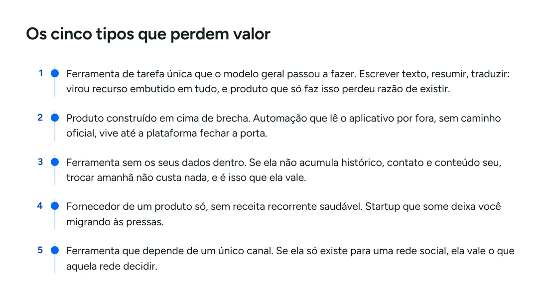 Os cinco tipos que perdem valor